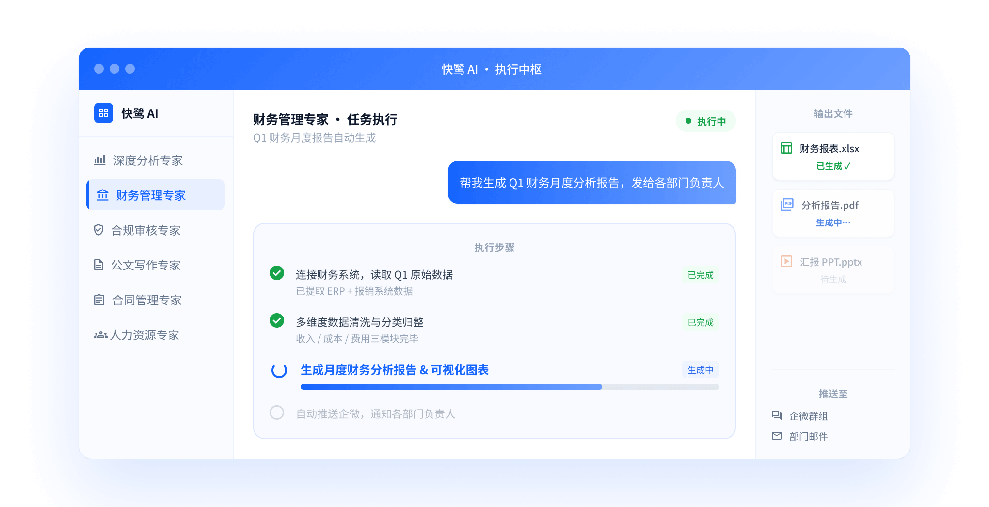 快鹭AI领域专家-财务人事销售采购AI智能体